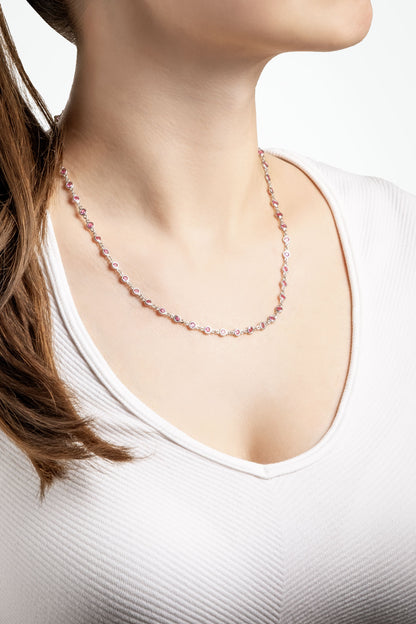 Rosalinda 18 Ayar Beyaz Altın Kaplama 45 Cm Gümüş Kolye 5172670399