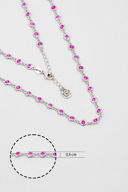 Rosalinda 18 Ayar Beyaz Altın Kaplama 45 Cm Gümüş Kolye 5172670399