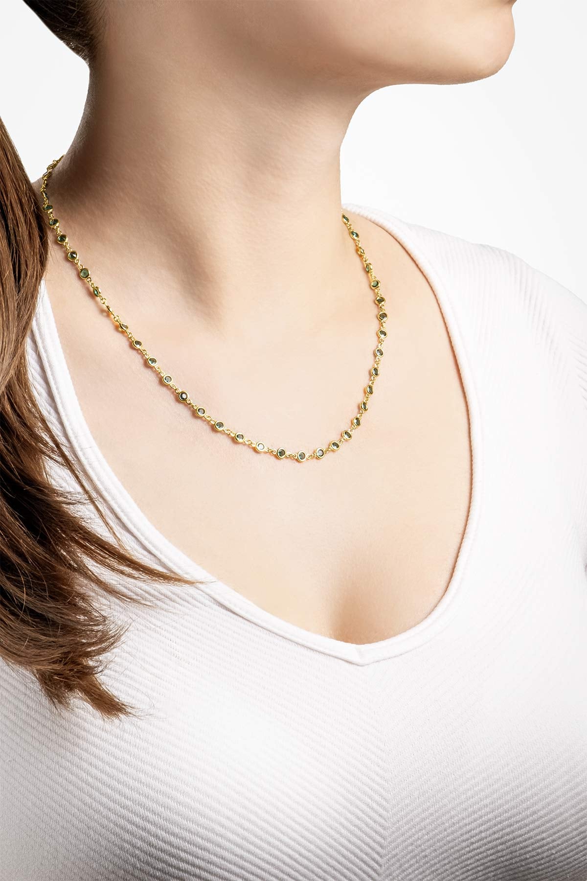 Rosalinda 18 Ayar Sarı Altın Kaplama 45 Cm Gümüş Kolye 5172670444