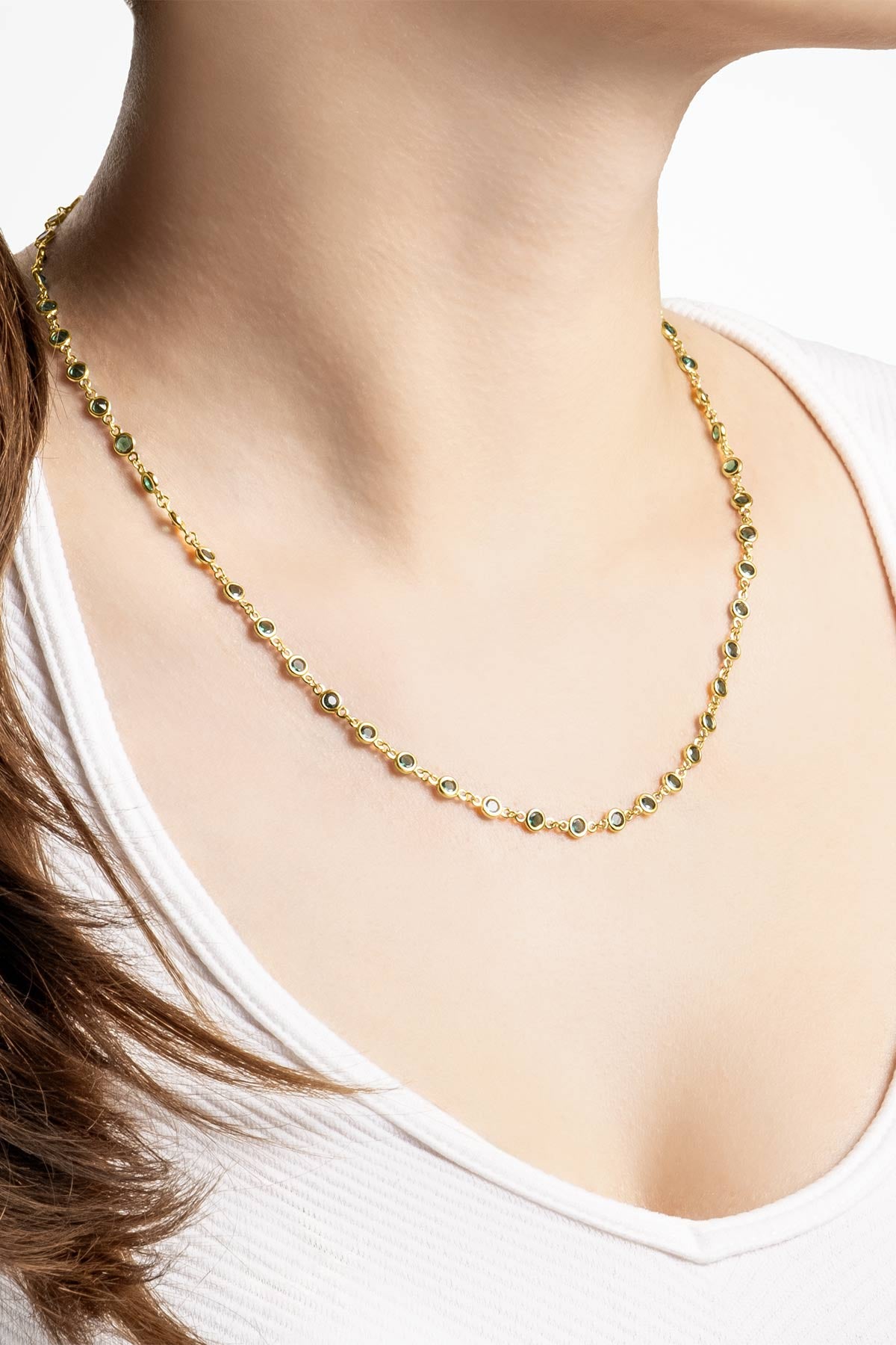 Rosalinda 18 Ayar Sarı Altın Kaplama 45 Cm Gümüş Kolye 5172670444