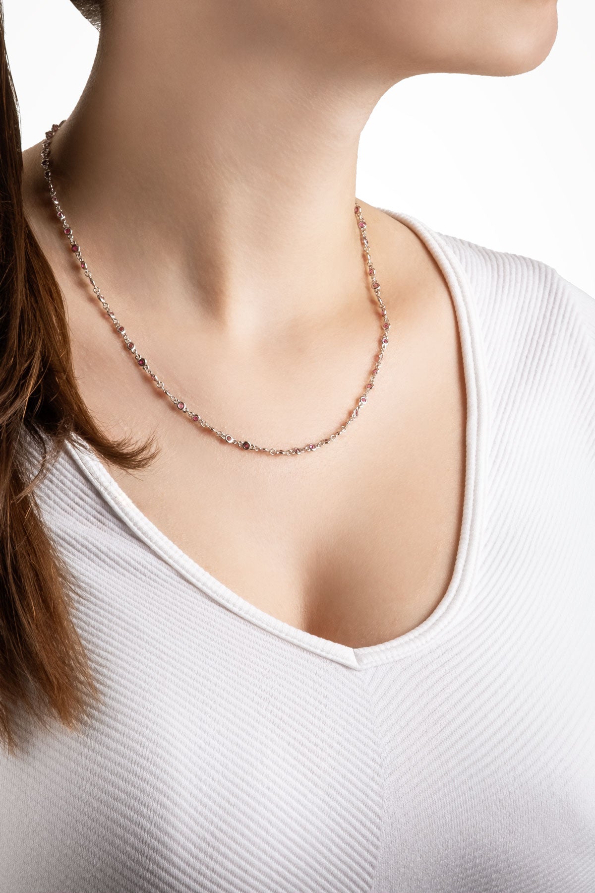 Lavinya 18 Ayar Beyaz Altın Kaplama 45 Cm Gümüş Kolye 5172700399