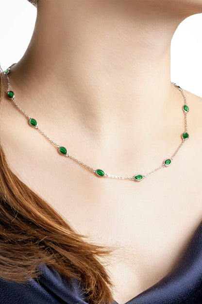 Büyülü Renkler 18 Ayar Beyaz Altın Kaplama 45 Cm Gümüş Kolye 5172790499