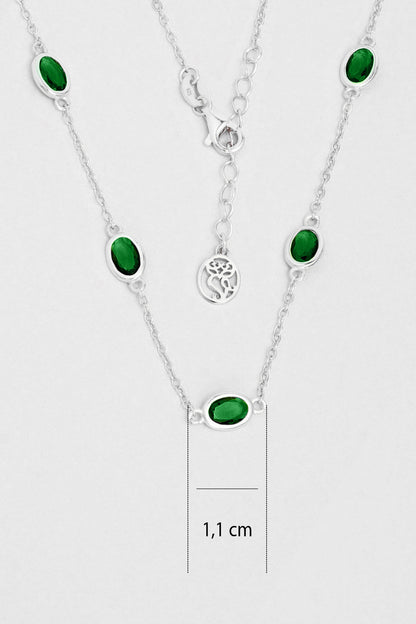 Büyülü Renkler 18 Ayar Beyaz Altın Kaplama 45 Cm Gümüş Kolye 5172790499