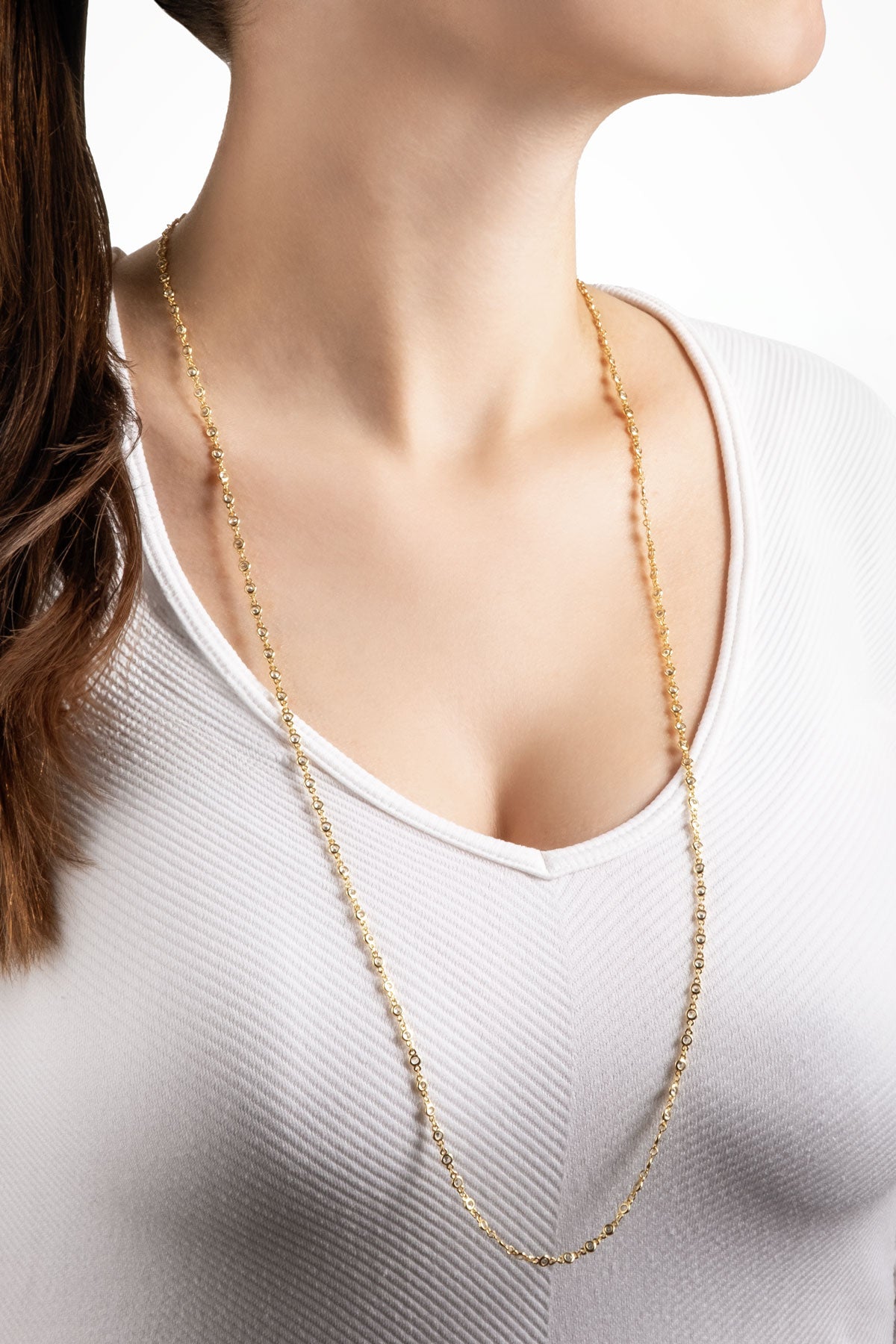 Elena 18 Ayar Sarı Altın Kaplama 80 Cm Gümüş Uzun Kolye 5172820144