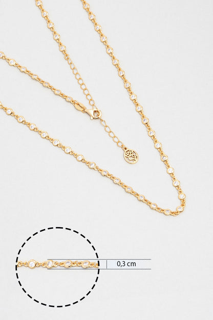 Elena 18 Ayar Sarı Altın Kaplama 80 Cm Gümüş Uzun Kolye 5172820144