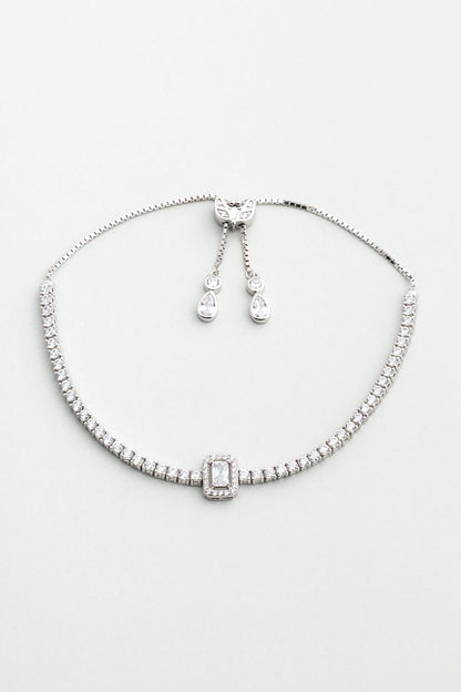 Baget Işıltısı 18 Ayar Beyaz Altın Kaplama Ayarlanabilir Gümüş Su Yolu Bileklik 5173990199