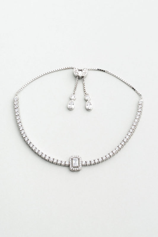 Baget Işıltısı 18 Ayar Beyaz Altın Kaplama Ayarlanabilir Gümüş Su Yolu Bileklik 5173990199