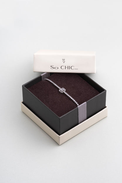 Baget Işıltısı 18 Ayar Beyaz Altın Kaplama Ayarlanabilir Gümüş Su Yolu Bileklik 5173990199