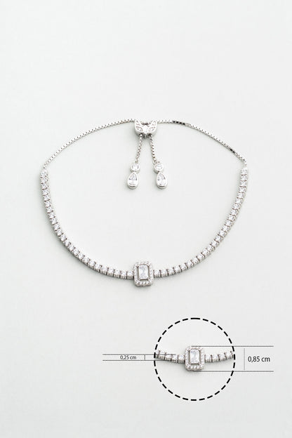 Baget Işıltısı 18 Ayar Beyaz Altın Kaplama Ayarlanabilir Gümüş Su Yolu Bileklik 5173990199