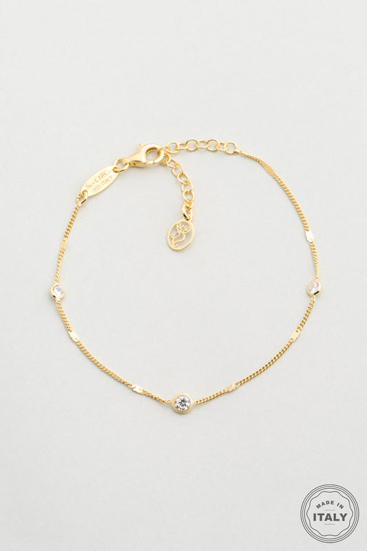 Italyan Tasarım 18 Ayar Sarı Altın Kaplama 19 Cm Gümüş Bileklik 5174194499