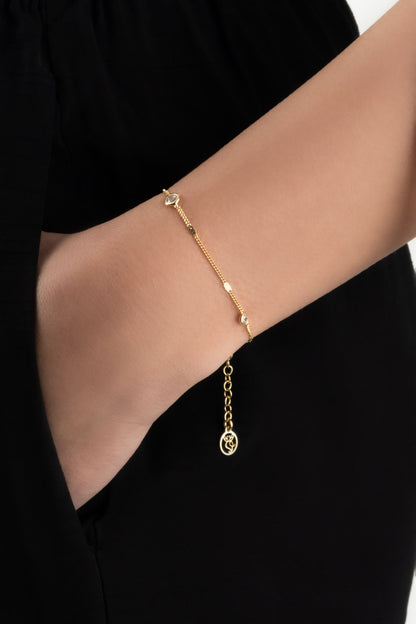 Italyan Tasarım 18 Ayar Sarı Altın Kaplama 19 Cm Gümüş Bileklik 5174194499