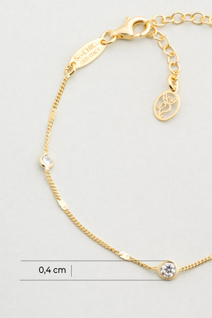 Italyan Tasarım 18 Ayar Sarı Altın Kaplama 19 Cm Gümüş Bileklik 5174194499