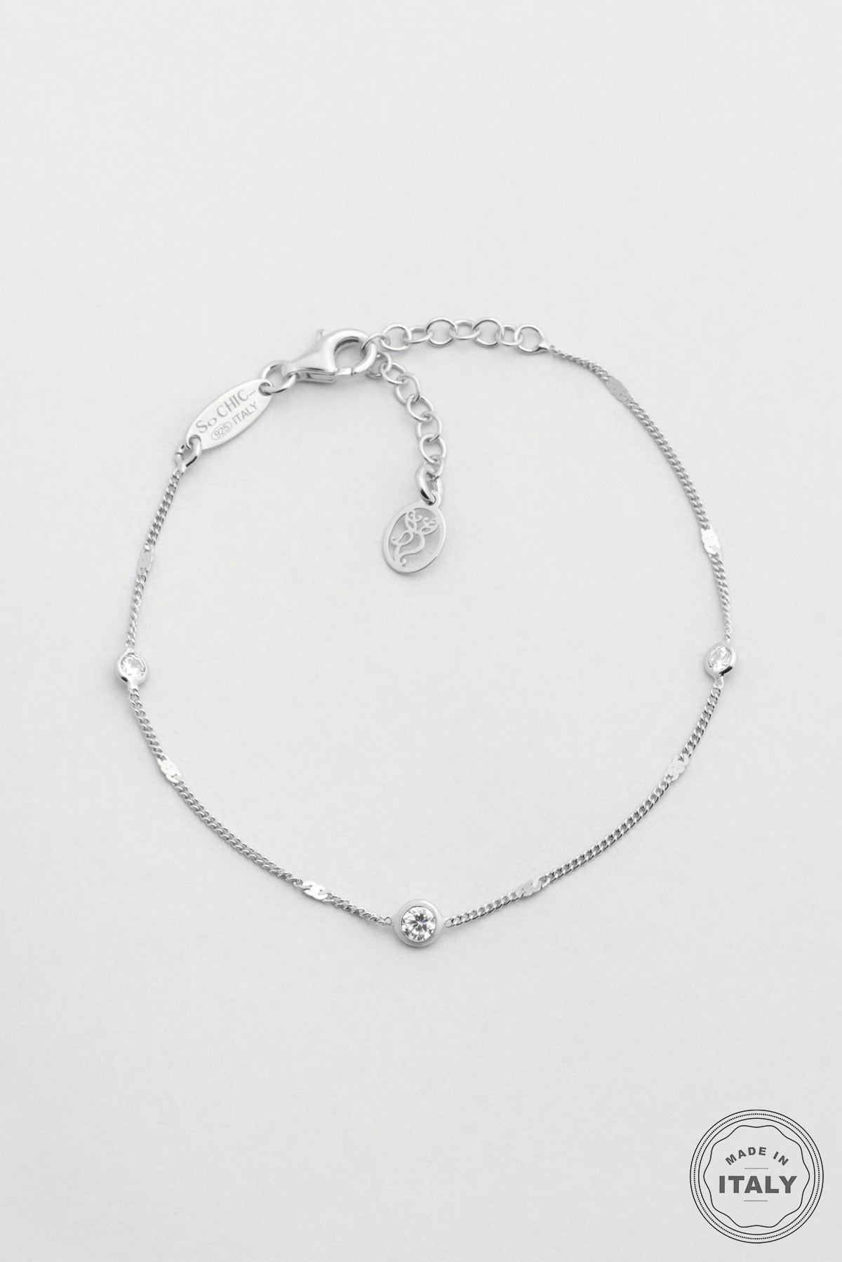 Italyan Tasarım 18 Ayar Beyaz Altın Kaplama 19 Cm Gümüş Bileklik 5174199999