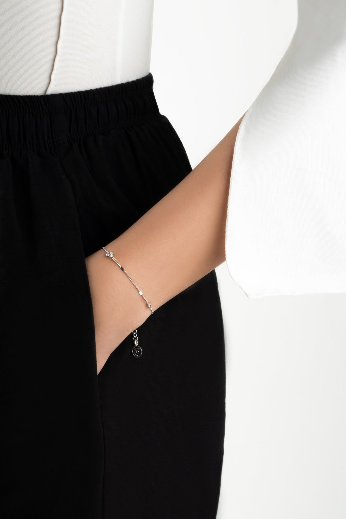 Italyan Tasarım 18 Ayar Beyaz Altın Kaplama 19 Cm Gümüş Bileklik 5174199999