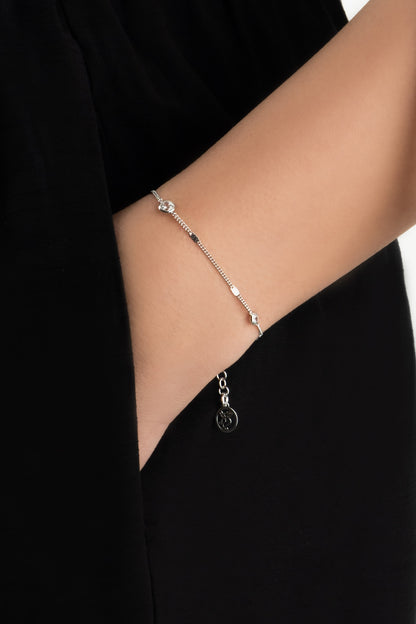 Italyan Tasarım 18 Ayar Beyaz Altın Kaplama 19 Cm Gümüş Bileklik 5174199999