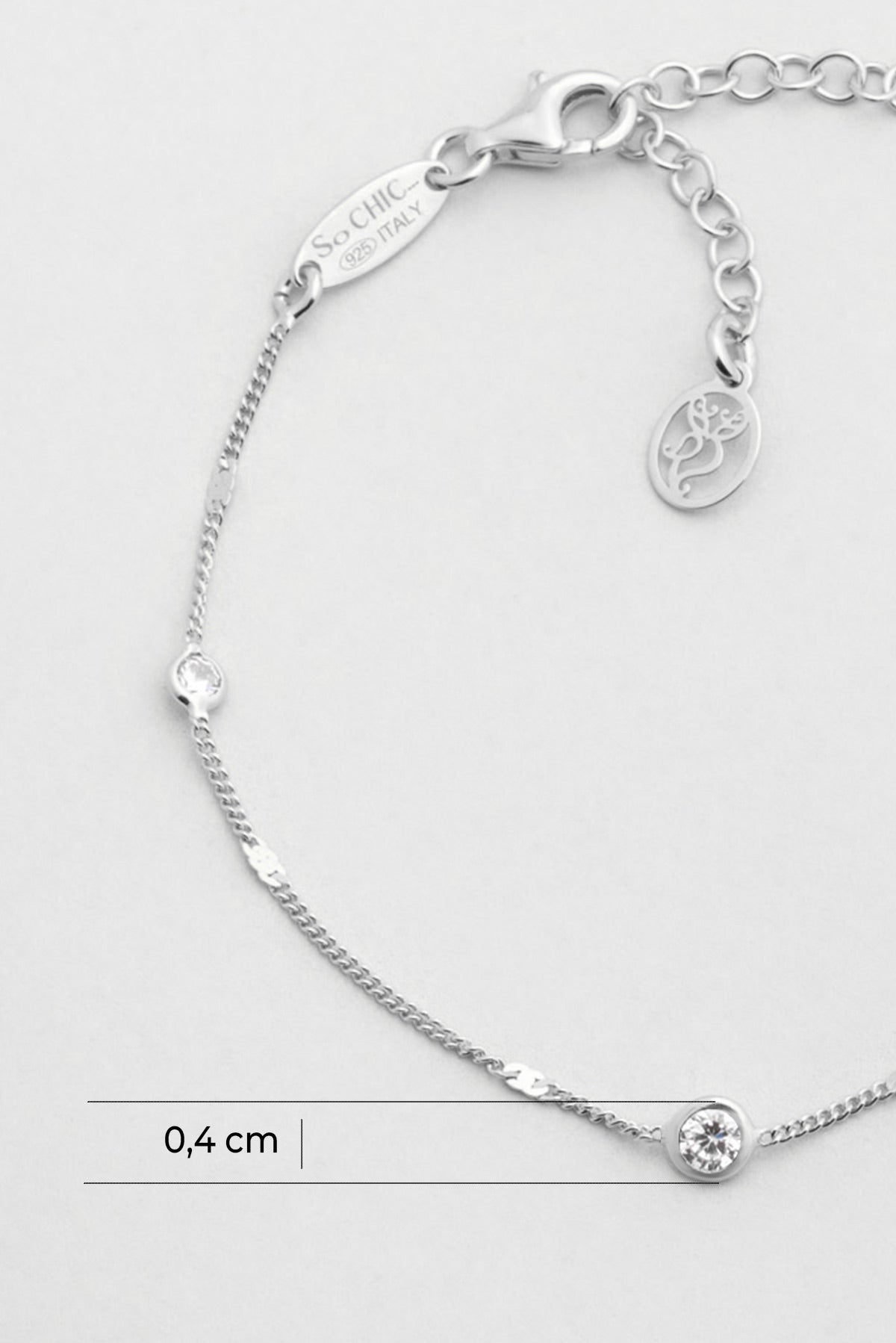 Italyan Tasarım 18 Ayar Beyaz Altın Kaplama 19 Cm Gümüş Bileklik 5174199999