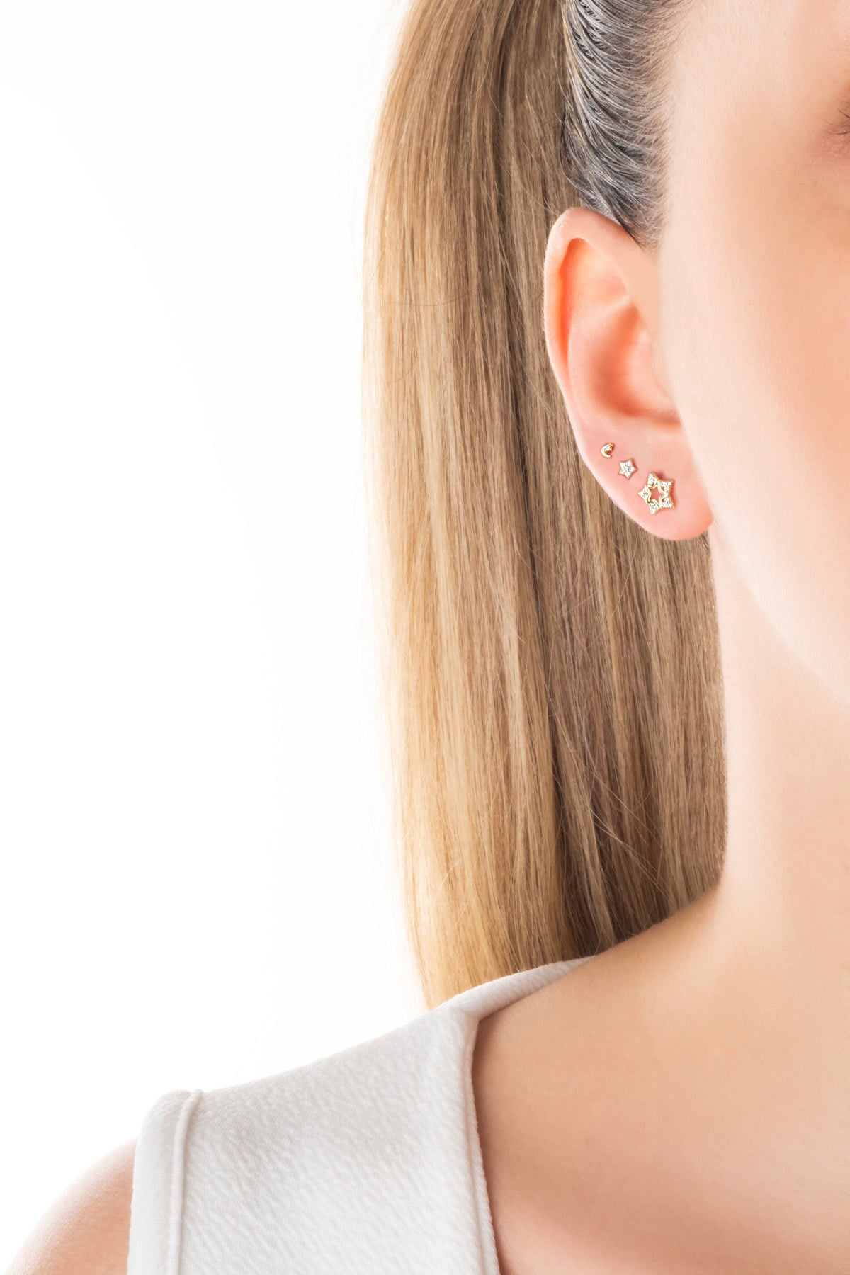 Şans Yıldızları 18 Ayar Sarı Altın Kaplama Gümüş Çoklu Küpe 5175130144