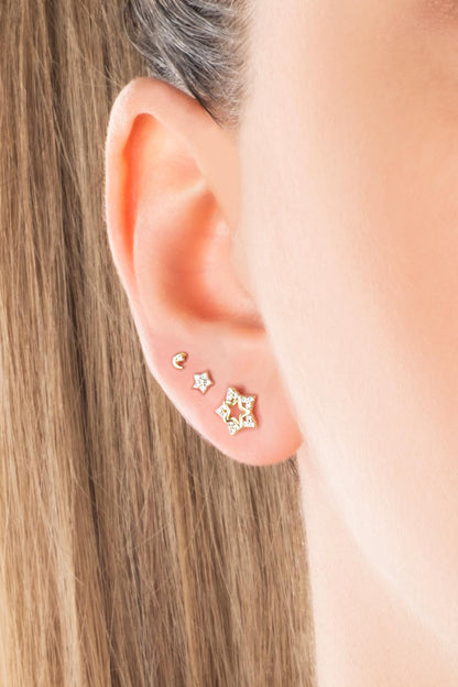 Şans Yıldızları 18 Ayar Sarı Altın Kaplama Gümüş Çoklu Küpe 5175130144