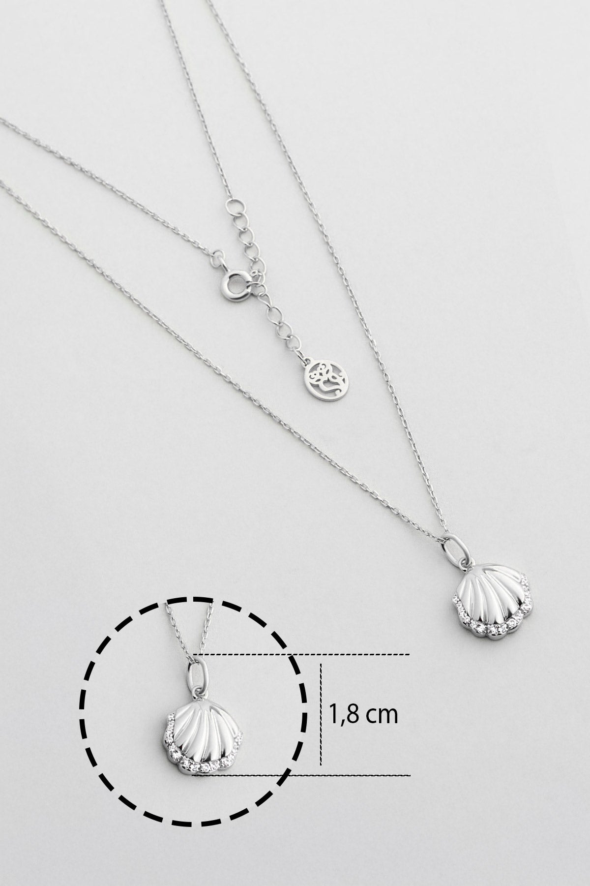 Deniz Kabuğu 18 Ayar Beyaz Altın Kaplama 45 Cm Gümüş Kolye 5175790199