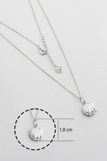 Deniz Kabuğu 18 Ayar Beyaz Altın Kaplama 45 Cm Gümüş Kolye 5175790199