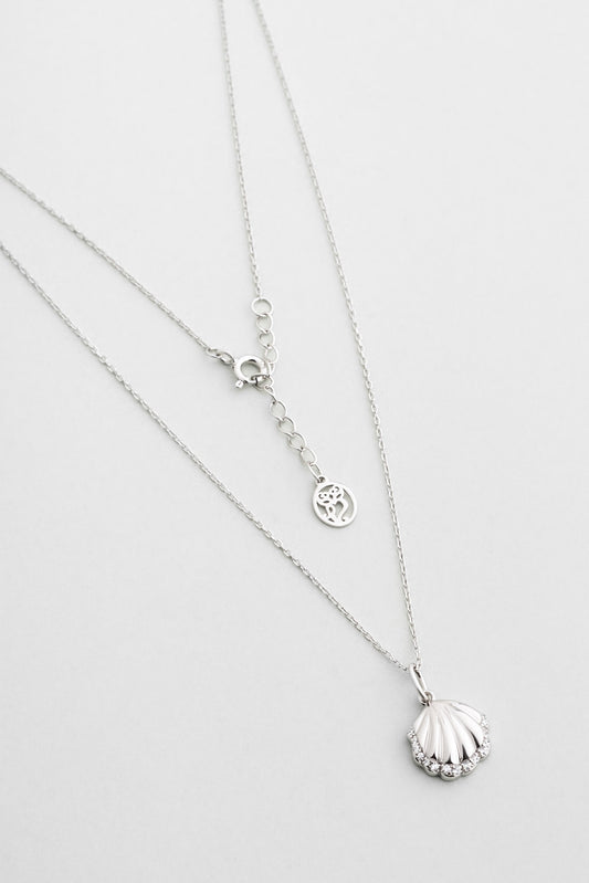 Deniz Kabuğu 18 Ayar Beyaz Altın Kaplama 45 Cm Gümüş Kolye 5175790199