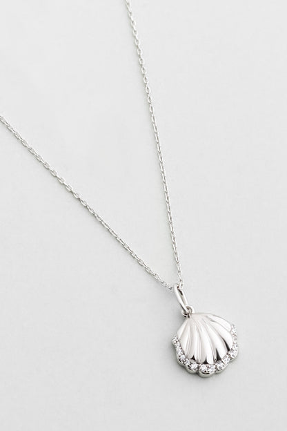Deniz Kabuğu 18 Ayar Beyaz Altın Kaplama 45 Cm Gümüş Kolye 5175790199