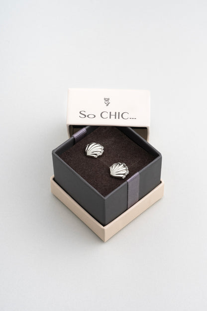 Deniz Kabuğu 18 Ayar Beyaz Altın Kaplama Gümüş Miinimal Küpe 5175800199