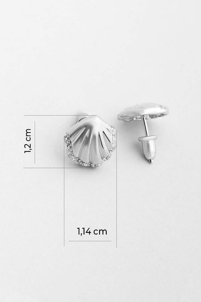 Deniz Kabuğu 18 Ayar Beyaz Altın Kaplama Gümüş Miinimal Küpe 5175800199