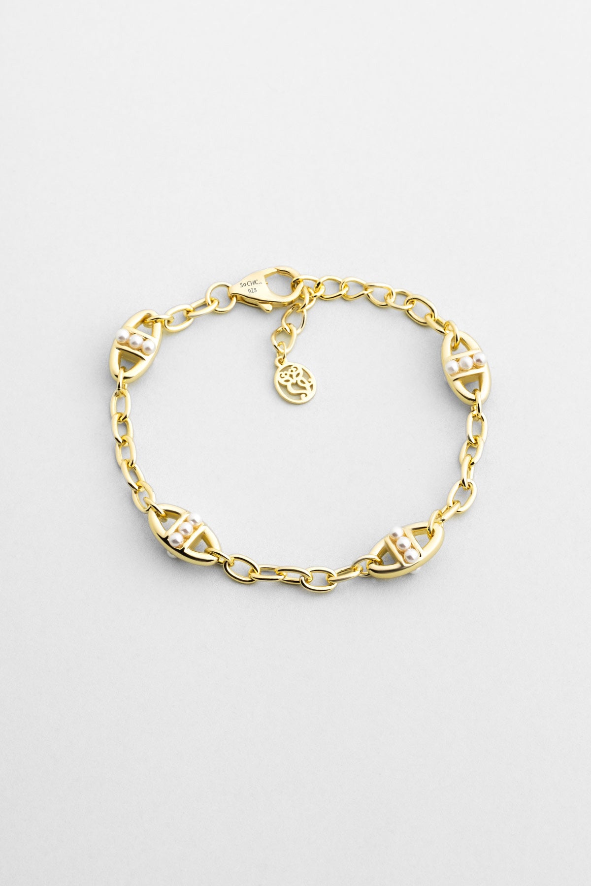 Audrey 18 Ayar Sarı Altın Kaplama 19 Cm Gümüş Zincir Bileklik 5176816244