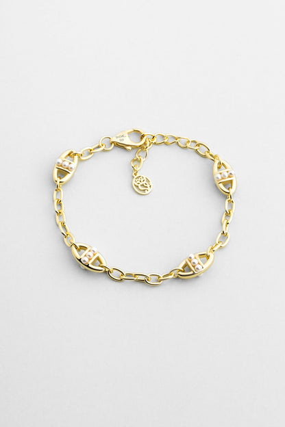 Audrey 18 Ayar Sarı Altın Kaplama 19 Cm Gümüş Zincir Bileklik 5176816244