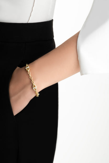 Audrey 18 Ayar Sarı Altın Kaplama 19 Cm Gümüş Zincir Bileklik 5176816244