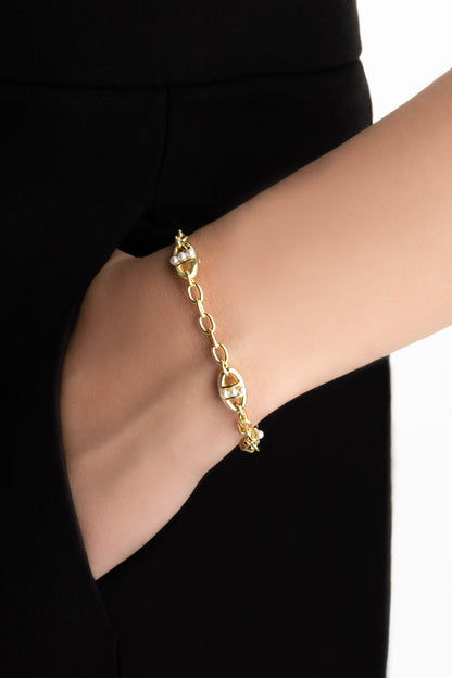 Audrey 18 Ayar Sarı Altın Kaplama 19 Cm Gümüş Zincir Bileklik 5176816244