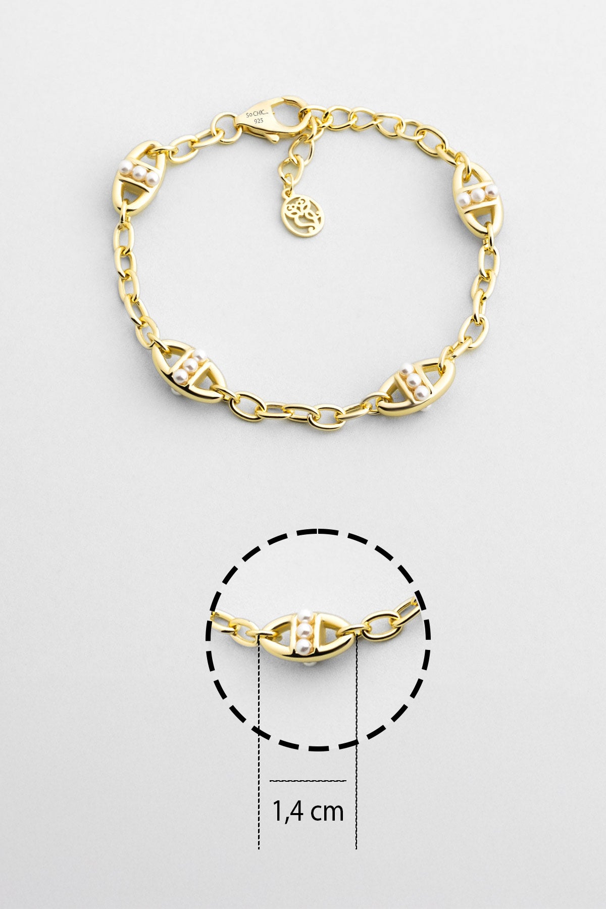 Audrey 18 Ayar Sarı Altın Kaplama 19 Cm Gümüş Zincir Bileklik 5176816244