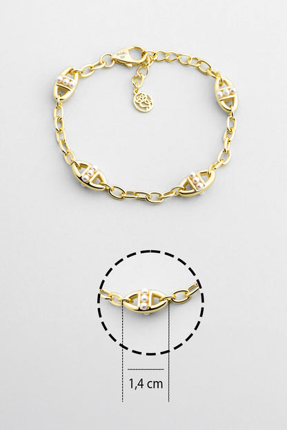 Audrey 18 Ayar Sarı Altın Kaplama 19 Cm Gümüş Zincir Bileklik 5176816244