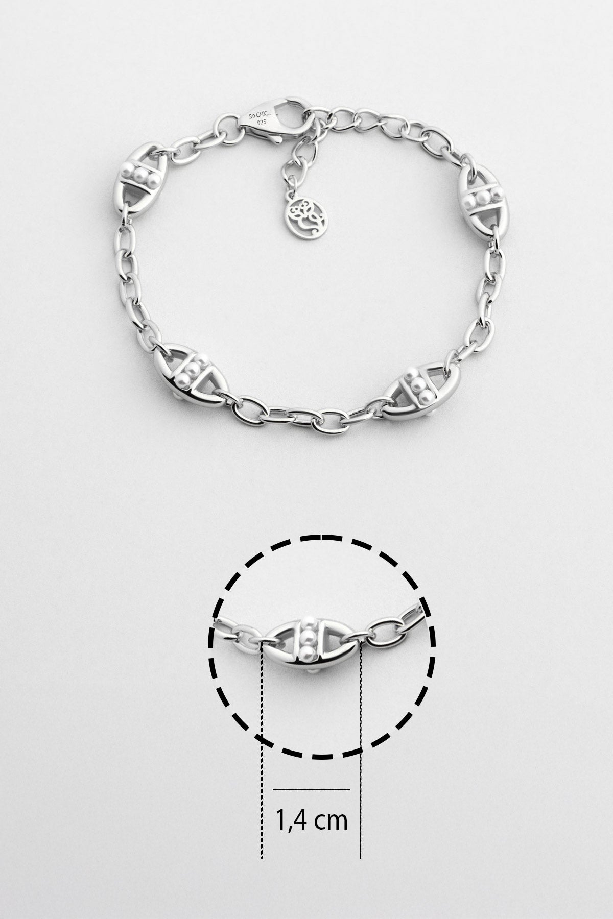 Audrey 18 Ayar Beyaz Altın Kaplama 19 Cm Gümüş Zincir Bileklik 5176816299