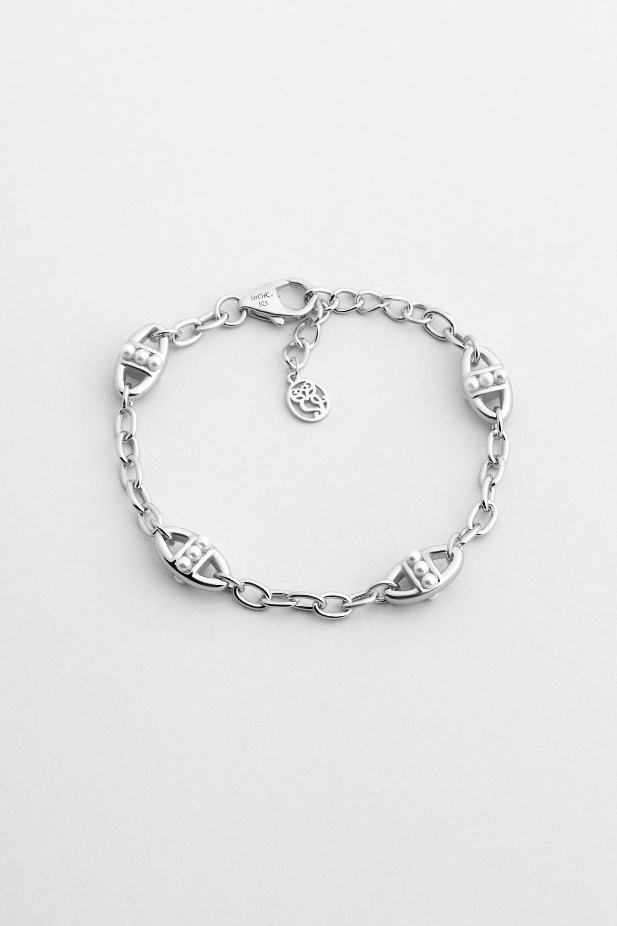 Audrey 18 Ayar Beyaz Altın Kaplama 19 Cm Gümüş Zincir Bileklik 5176816299