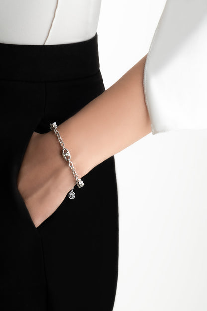 Audrey 18 Ayar Beyaz Altın Kaplama 19 Cm Gümüş Zincir Bileklik 5176816299