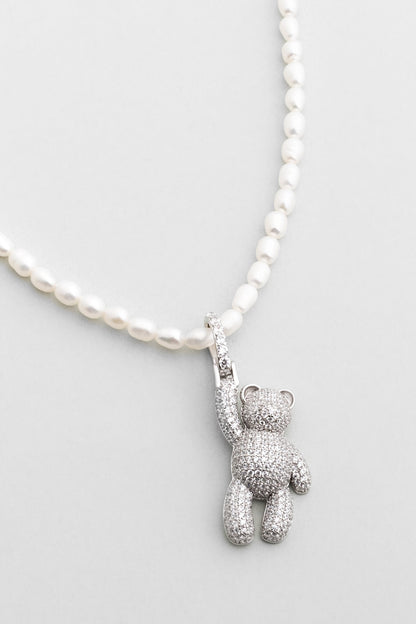 Tiny Bear 18 Ayar Beyaz Altın Kaplama Gümüş Charm 5177110199