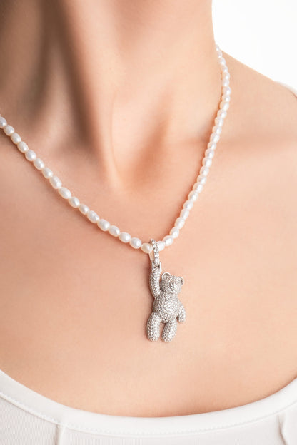 Tiny Bear 18 Ayar Beyaz Altın Kaplama Gümüş Charm 5177110199