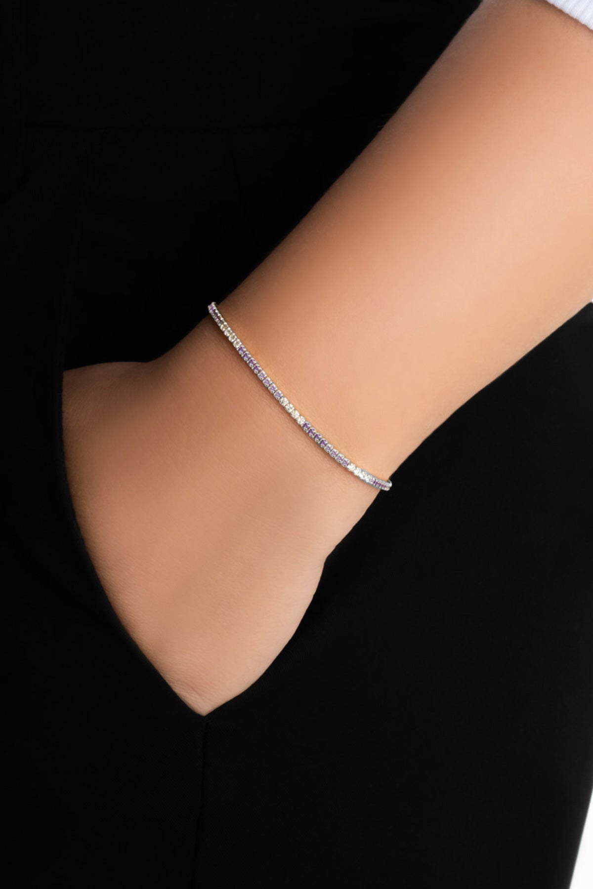 Gökkuşağı Dansı 18 Ayar Beyaz Altın Kaplama 19 Cm Su Yolu Bileklik 5177791799