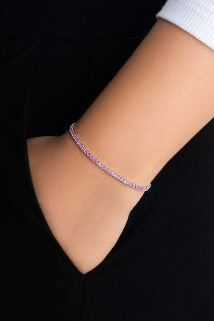 Gökkuşağı Yolculuğu 18 Ayar Beyaz Altın Kaplama 19 Cm Su Yolu Bileklik 5177800399