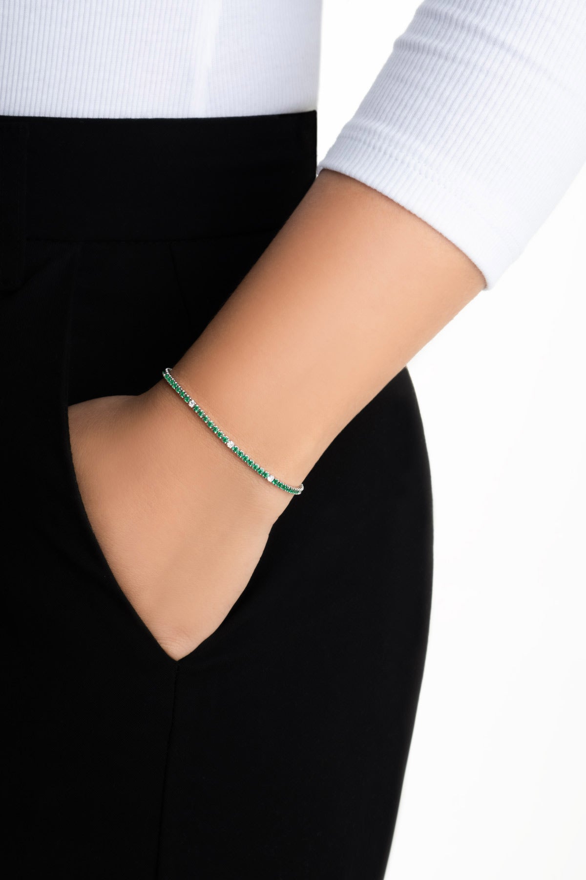 Gökkuşağı Yolculuğu 18 Ayar Beyaz Altın Kaplama 19 Cm Su Yolu Bileklik 5177800499