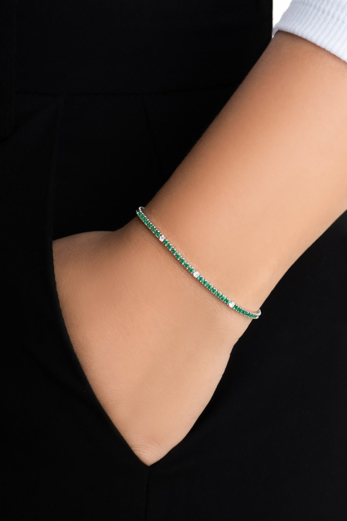 Gökkuşağı Yolculuğu 18 Ayar Beyaz Altın Kaplama 19 Cm Su Yolu Bileklik 5177800499