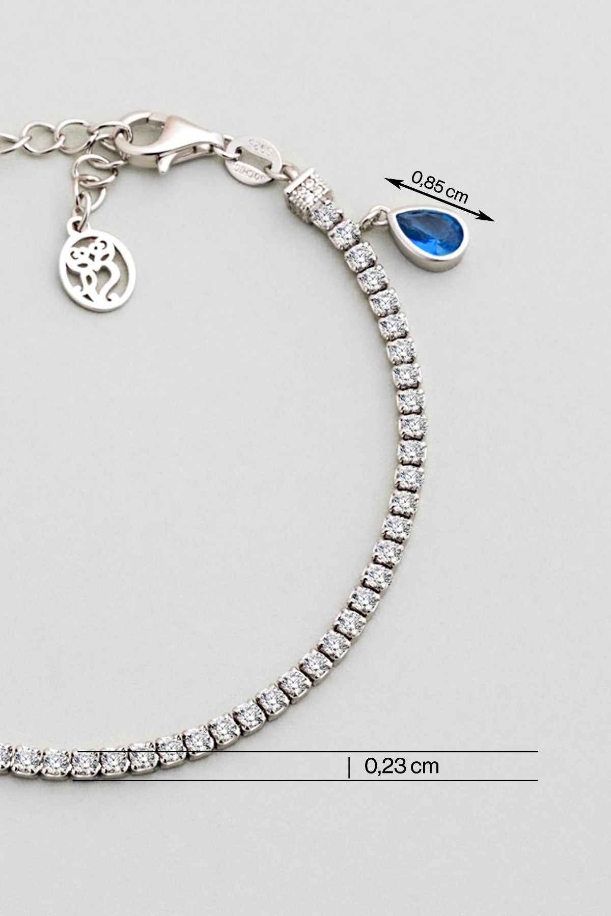 Aşk Işığı 18 Ayar Beyaz Altın Kaplama 19 Cm Gümüş Su Yolu Bileklik 5177810599