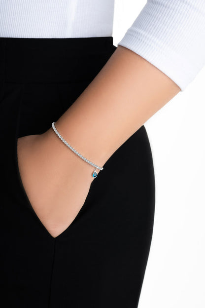 Aşk Işığı 18 Ayar Beyaz Altın Kaplama 19 Cm Gümüş Su Yolu Bileklik 5177810599