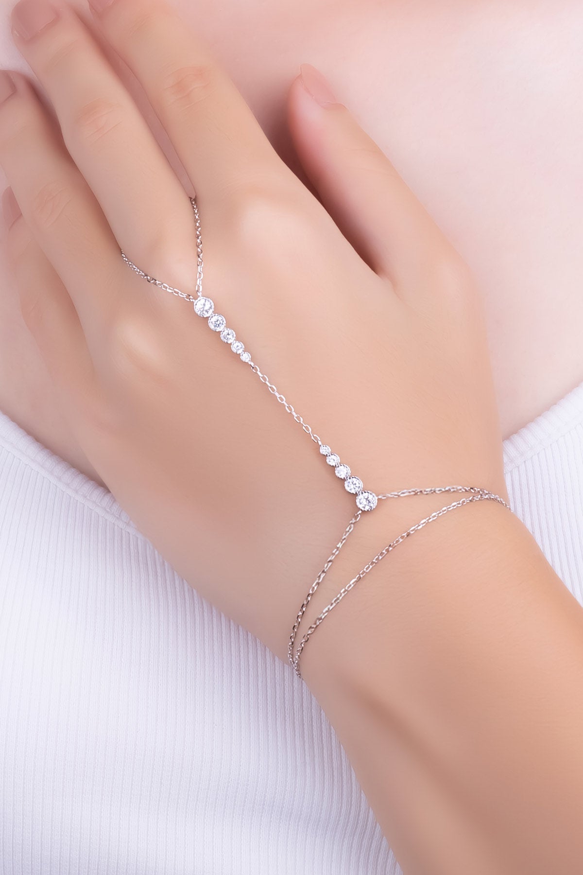 Avangard Taşlı 18 Ayar Beyaz Altın Kaplama 21 Cm Gümüş Şahmeran 5178180199