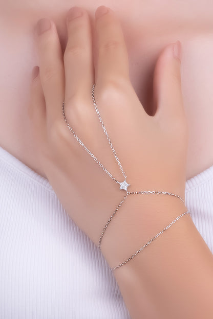 Mistik Yıldız 18 Ayar Beyaz Altın Kaplama 21 Cm Gümüş Şahmeran 5178190199