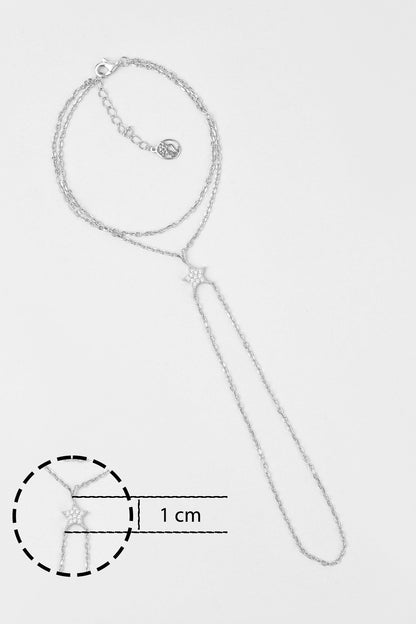 Mistik Yıldız 18 Ayar Beyaz Altın Kaplama 21 Cm Gümüş Şahmeran 5178190199