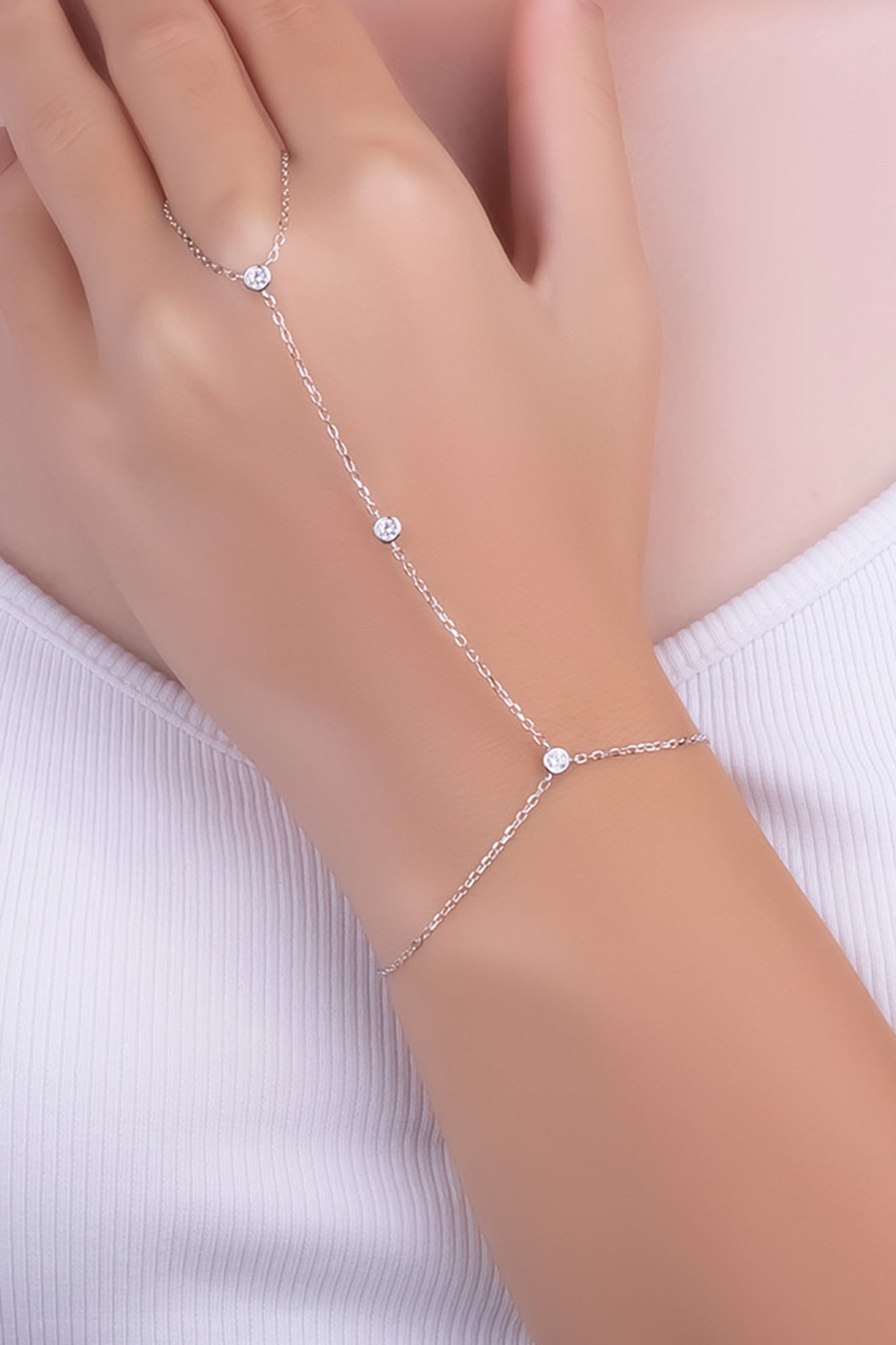 Minimalist 18 Ayar Beyaz Altın Kaplama 24 Cm Gümüş Şahmeran 5178200199