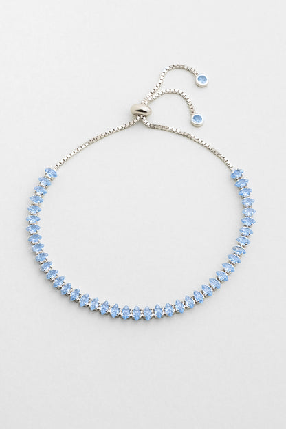 Mavi Aura 18 Ayar Beyaz Altın Kaplama Ayarlanabilir Gümüş Bileklik 5178260599